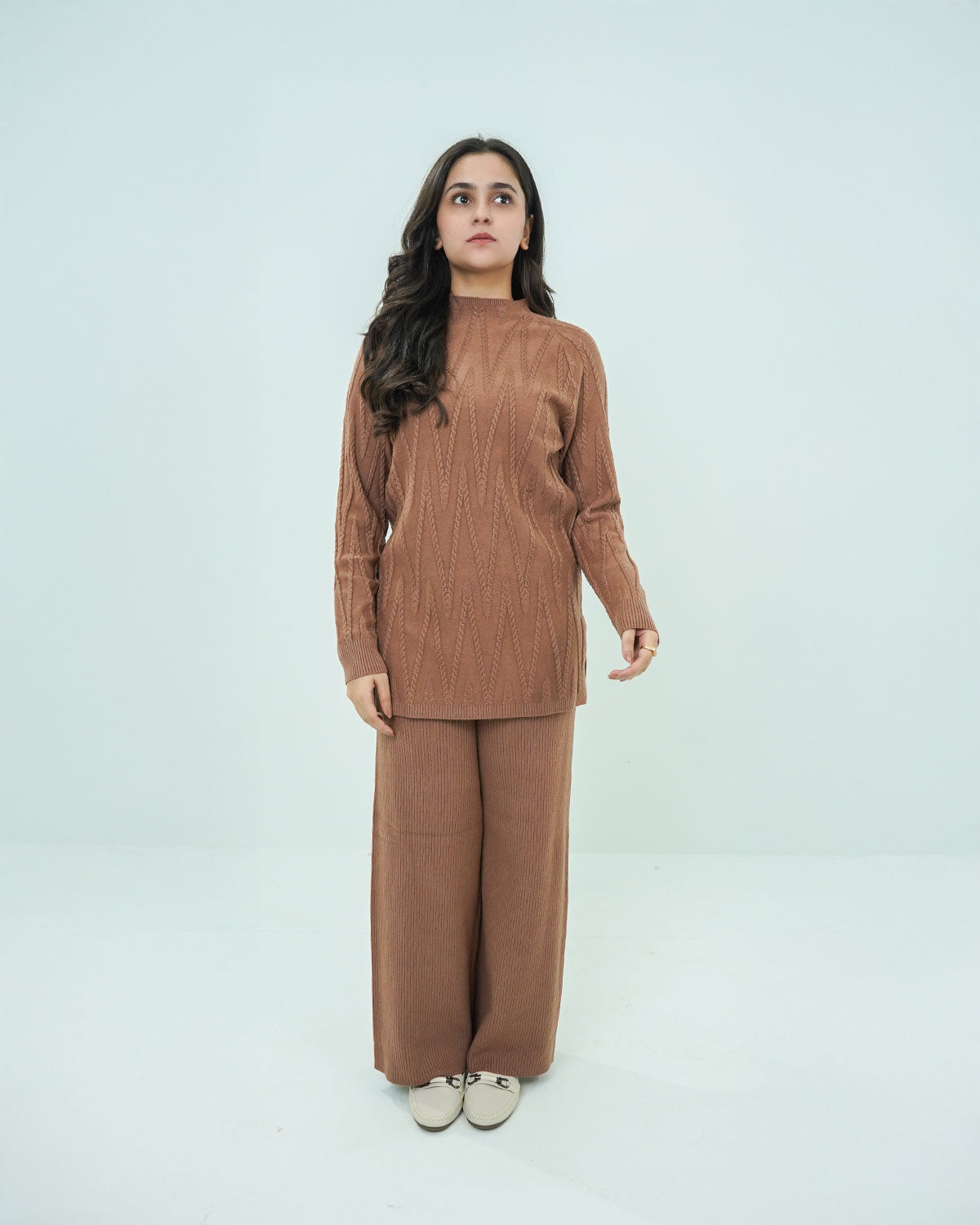 Light Brown Co-ord Set 2 piece - V Patterned
