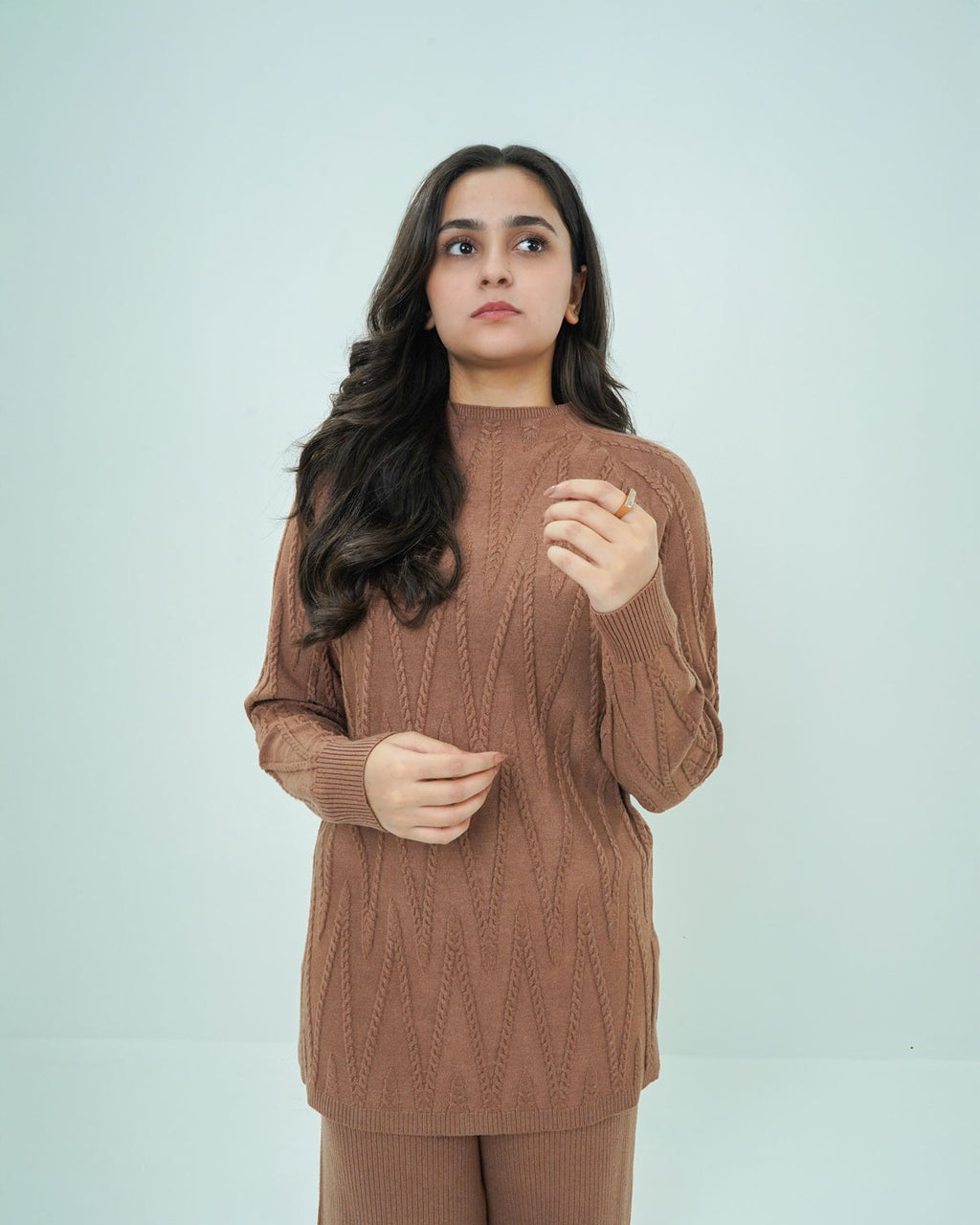 Light Brown Co-ord Set 2 piece - V Patterned