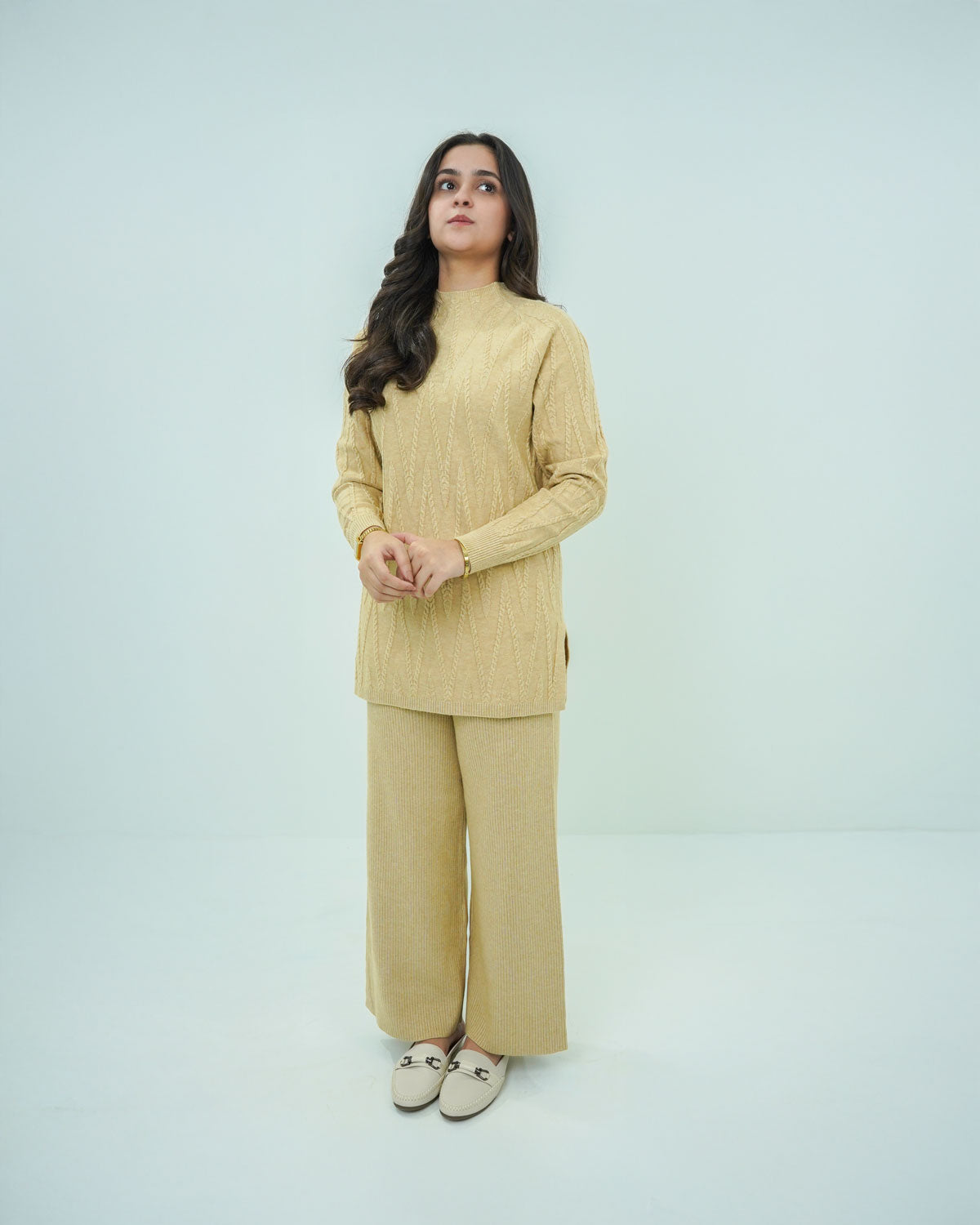 Mustard Co-ord Set 2 piece - V Patterned