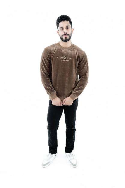 Men's Brown Velvet Sweatshirt