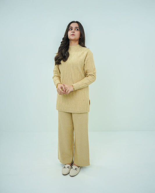 Mustard Co-ord Set 2 piece - V Patterned