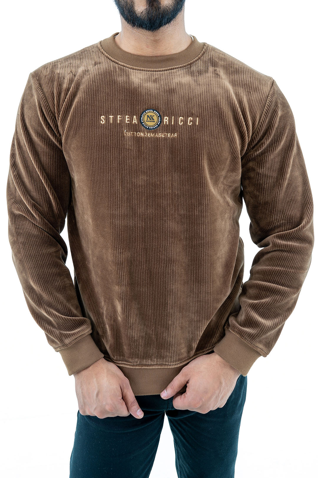 Men's Brown Velvet Sweatshirt