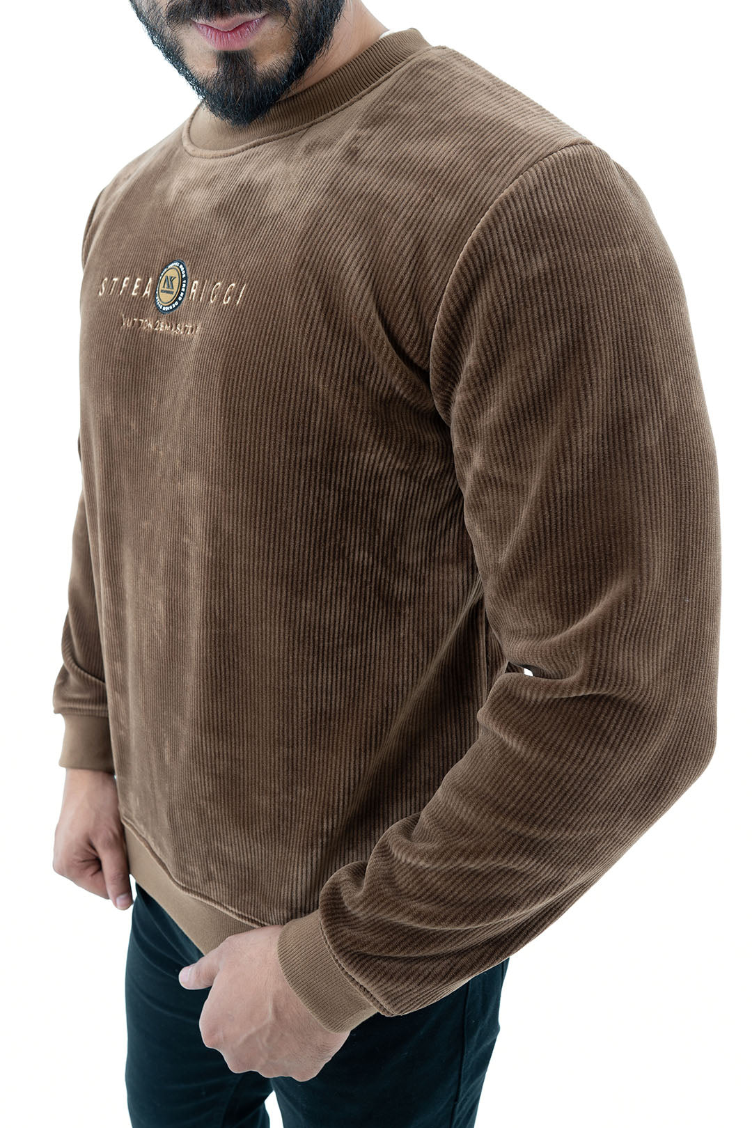 Men's Brown Velvet Sweatshirt