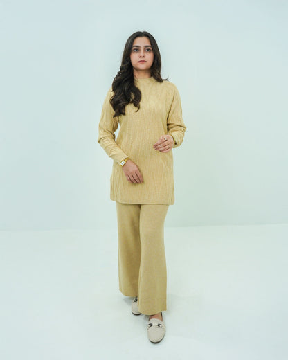 Mustard Co-ord Set 2 piece - V Patterned