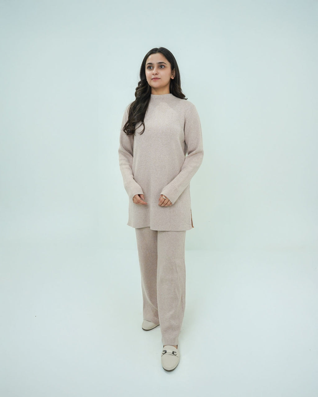 Off White Co-ord Set 2 piece - Lining Pattern