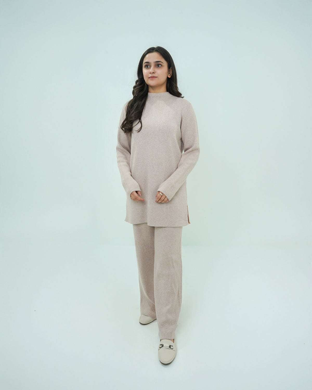 Off White Co-ord Set 2 piece - Lining Pattern