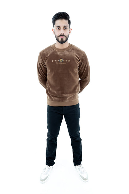 Men's Brown Velvet Sweatshirt