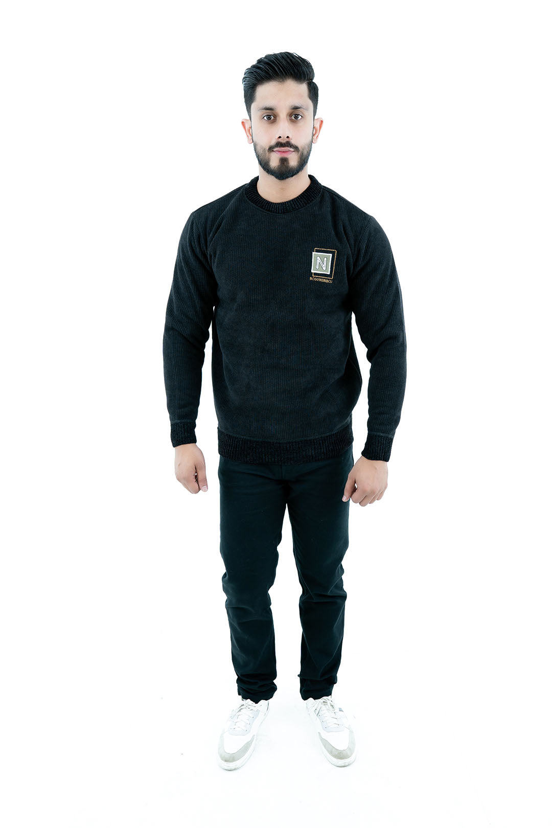 Men's Black Ribbed Sweatshirt