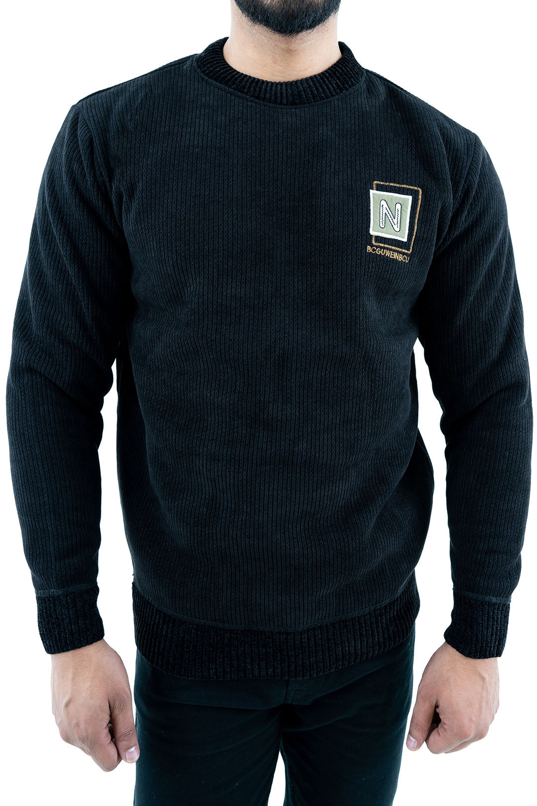 Men's Black Ribbed Sweatshirt