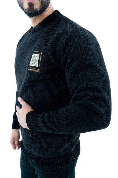 Men's Black Ribbed Sweatshirt