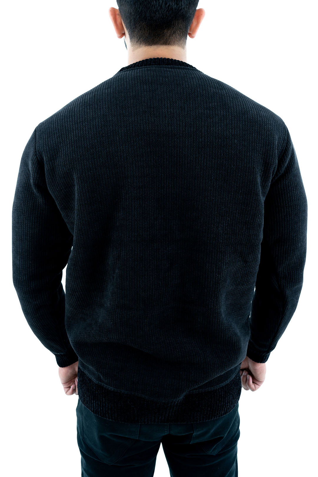 Men's Black Ribbed Sweatshirt