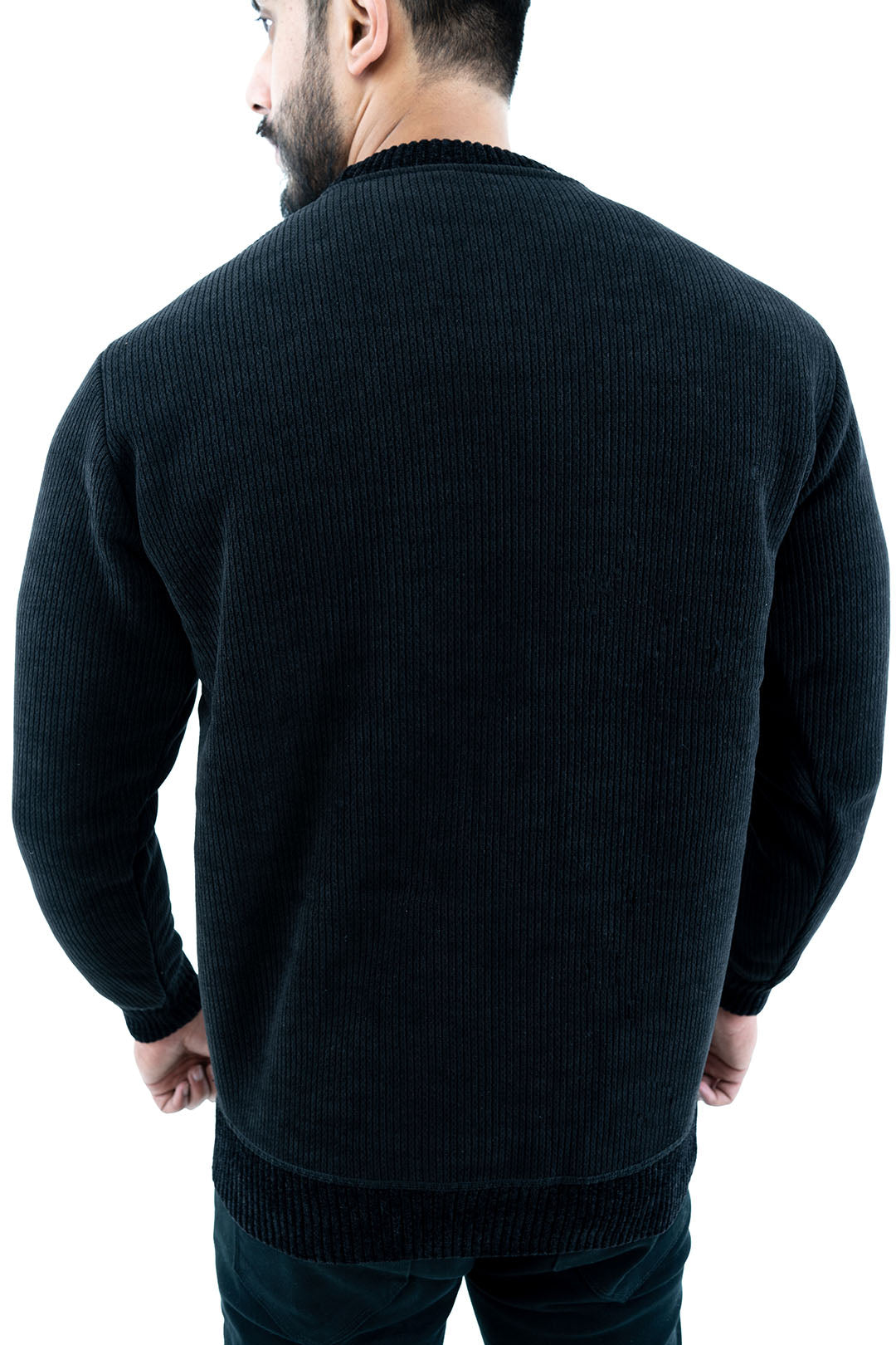 Men's Black Ribbed Sweatshirt