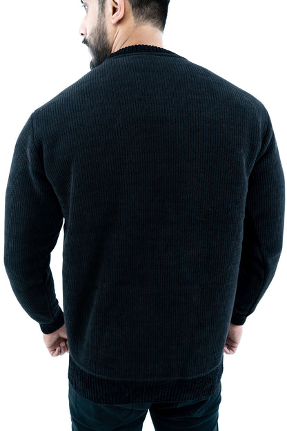 Men's Black Ribbed Sweatshirt