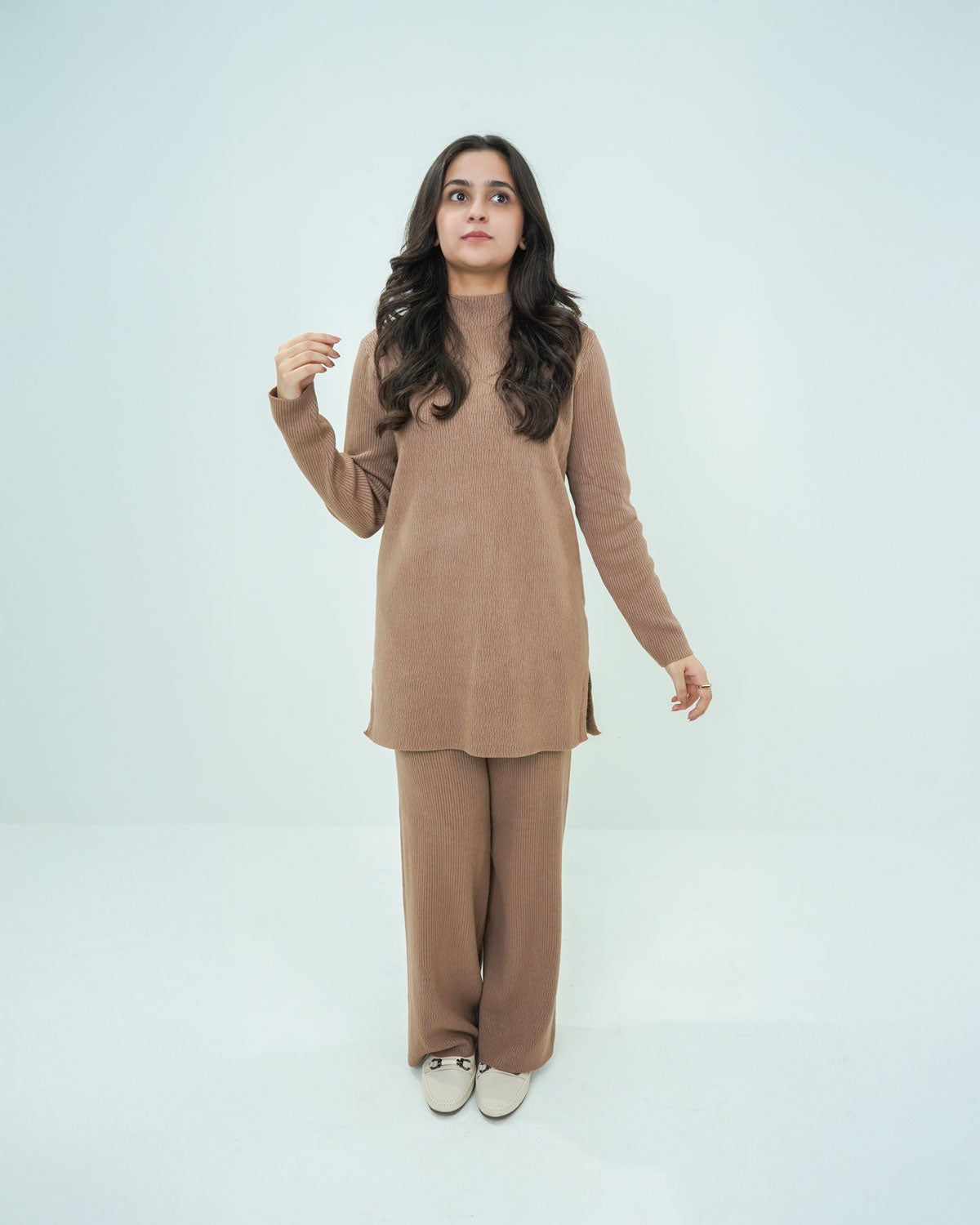 Light Brown Co-ord Set 2 piece - Lining Pattern