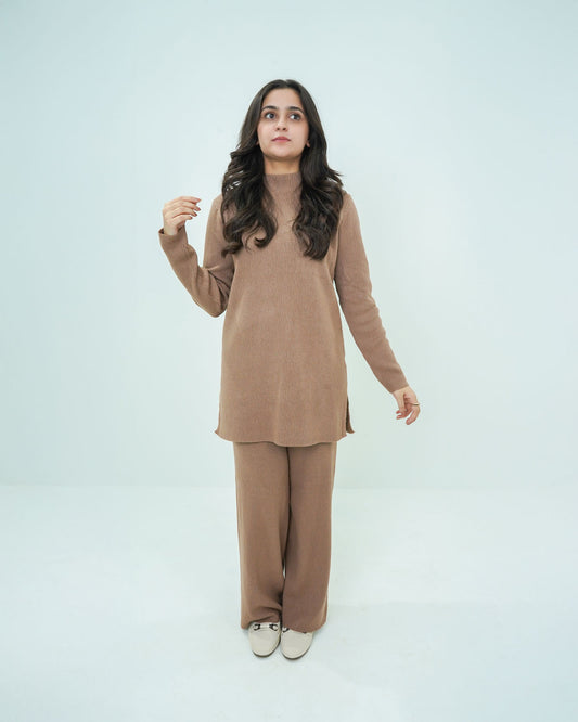 Light Brown Co-ord Set 2 piece - Lining Pattern