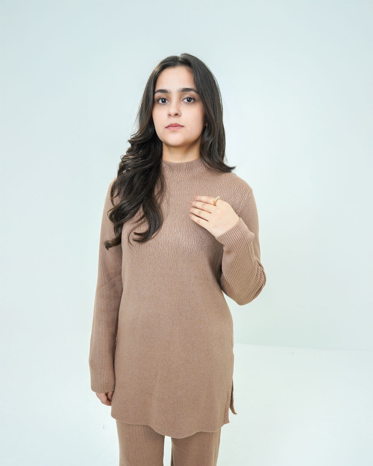 Light Brown Co-ord Set 2 piece - Lining Pattern