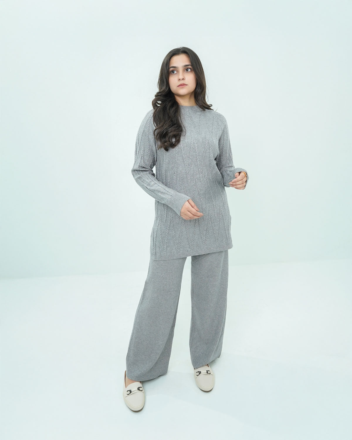 Grey Co-ord Set 2 piece - V Patterned