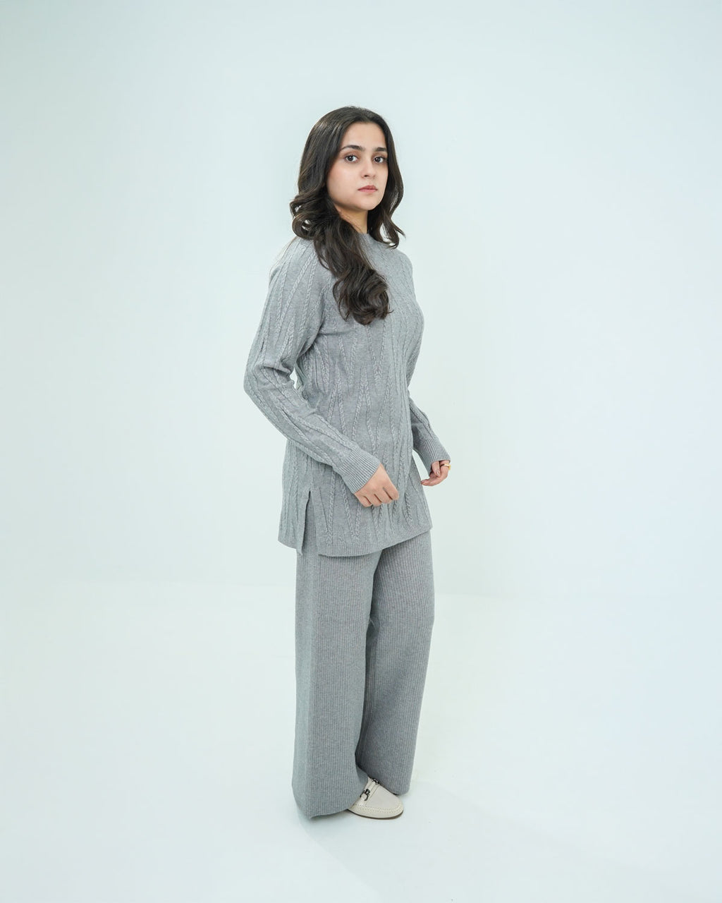 Grey Co-ord Set 2 piece - V Patterned