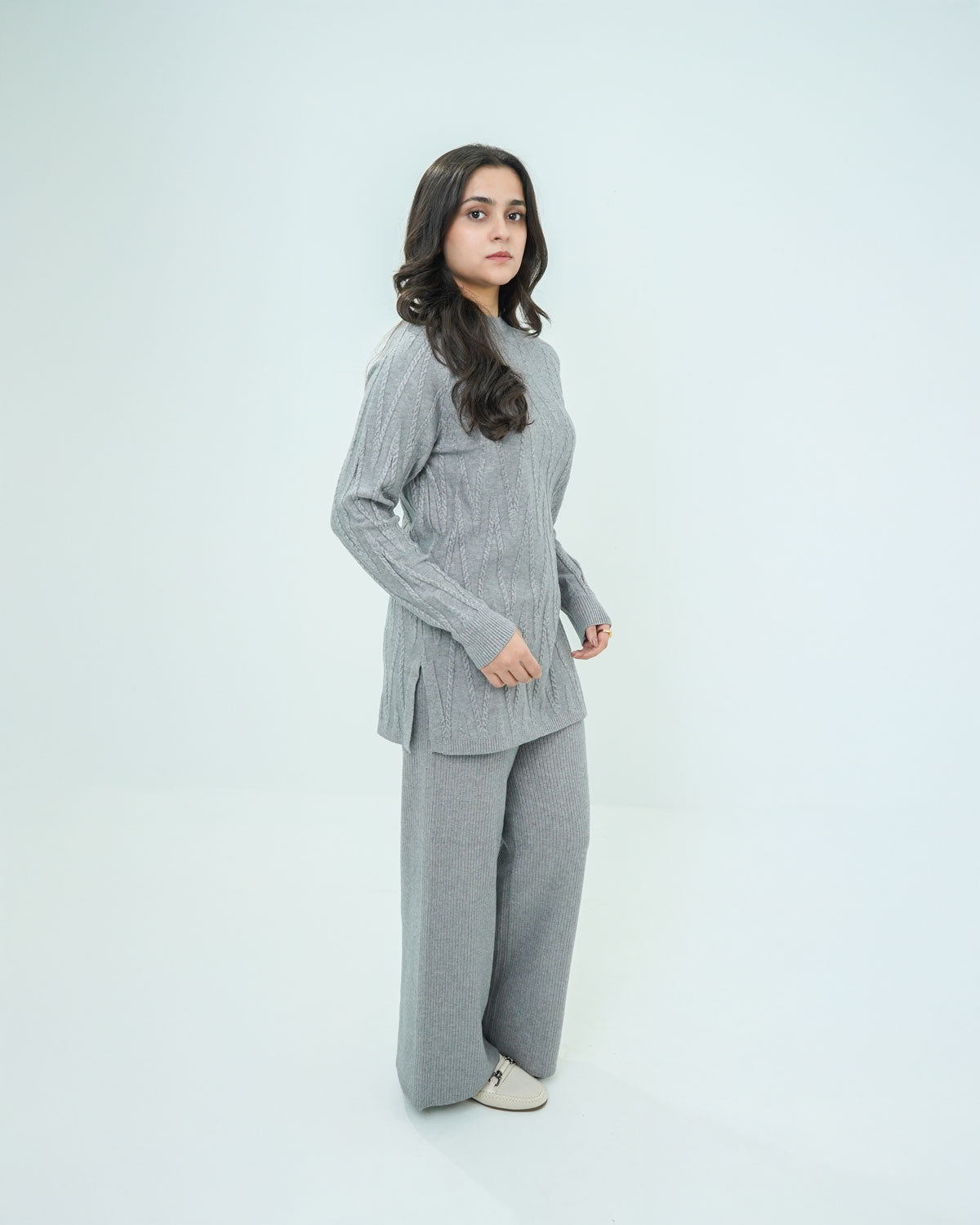 Grey Co-ord Set 2 piece - V Patterned