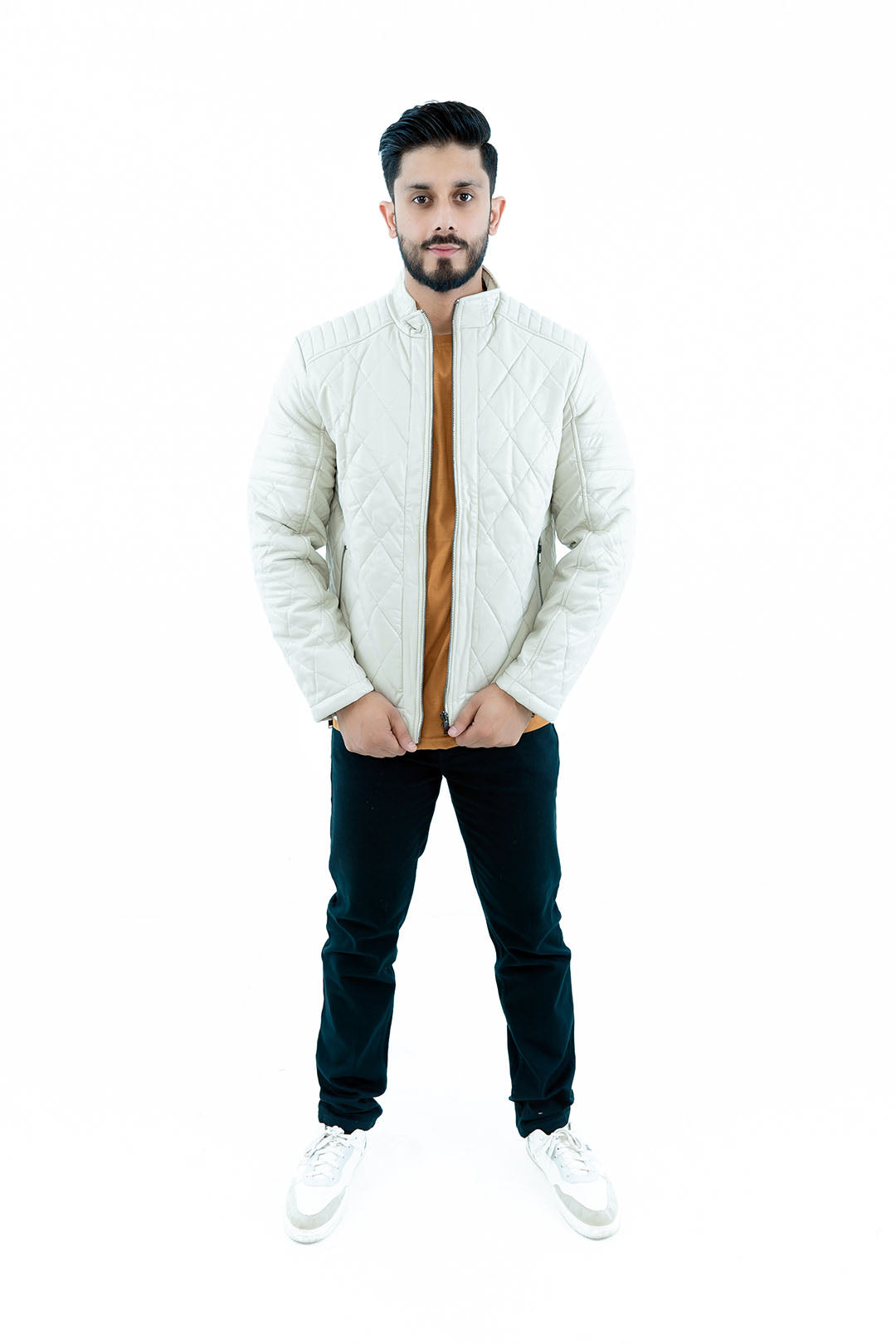 Men's Ivory Quilted Jacket