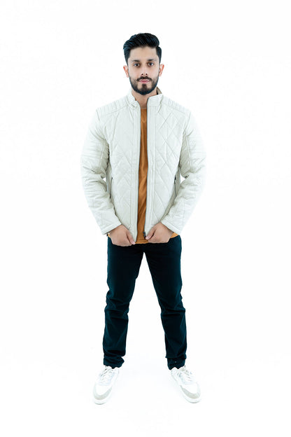 Men's Ivory Quilted Jacket