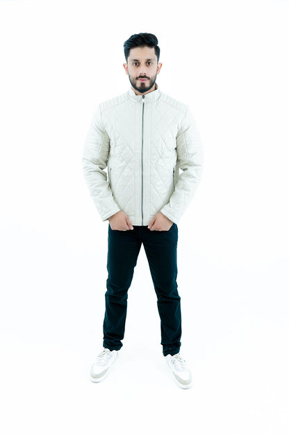 Men's Ivory Quilted Jacket