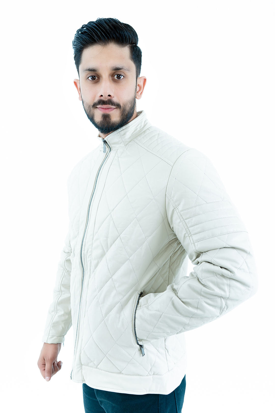 Men's Ivory Quilted Jacket