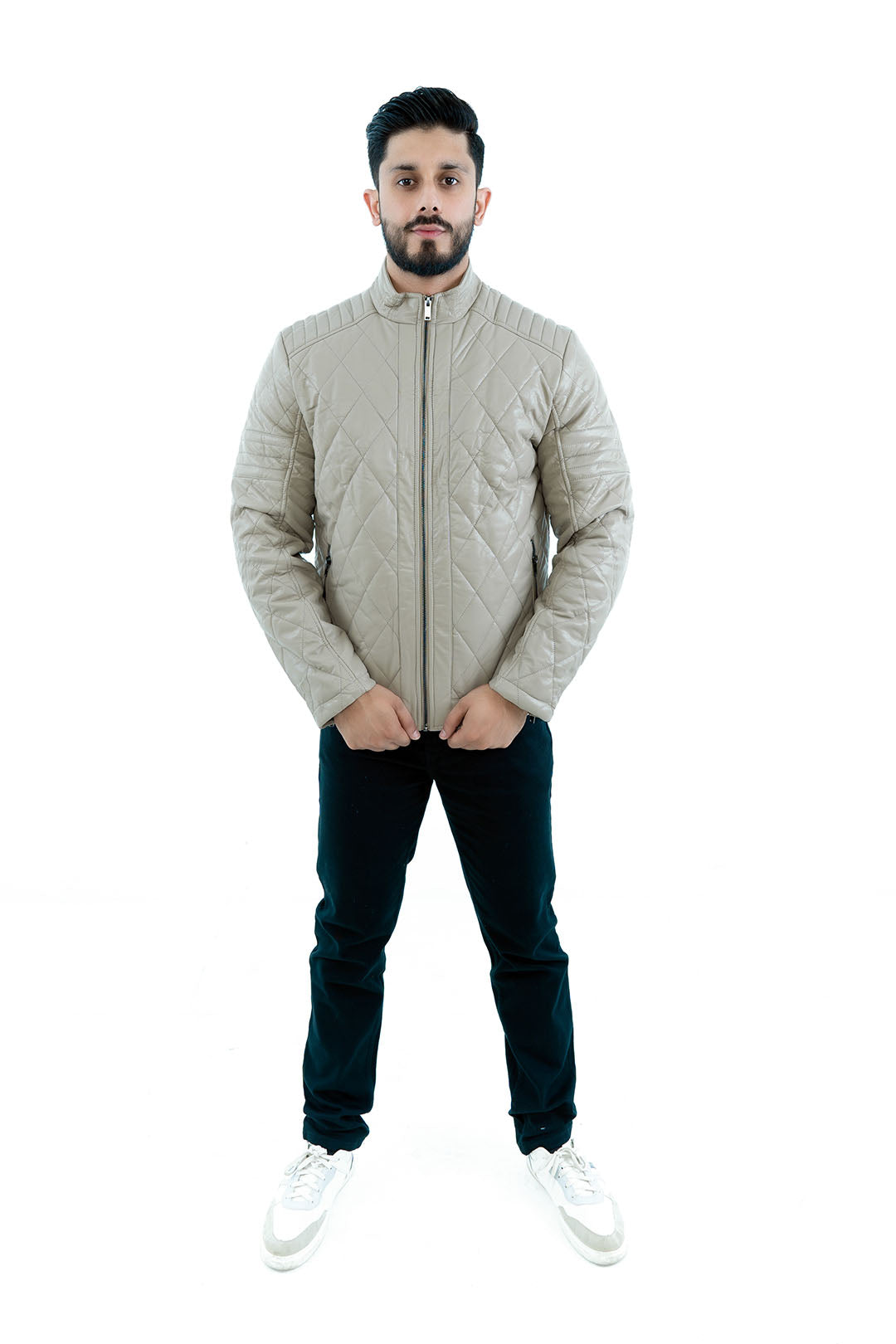 Men's Taupe Quilted Jacket