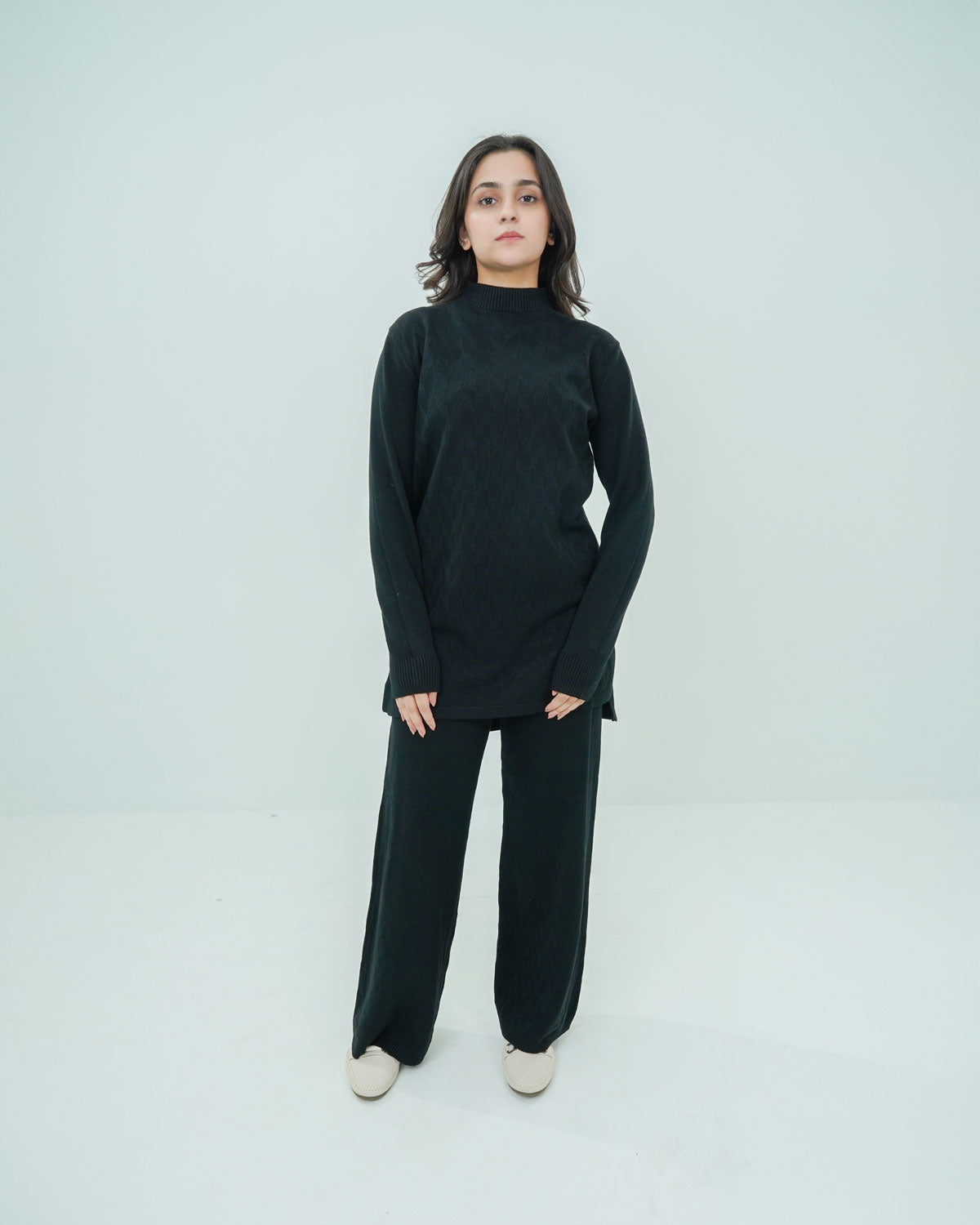 Black Co-ord Set 2 piece - Boxed Pattern