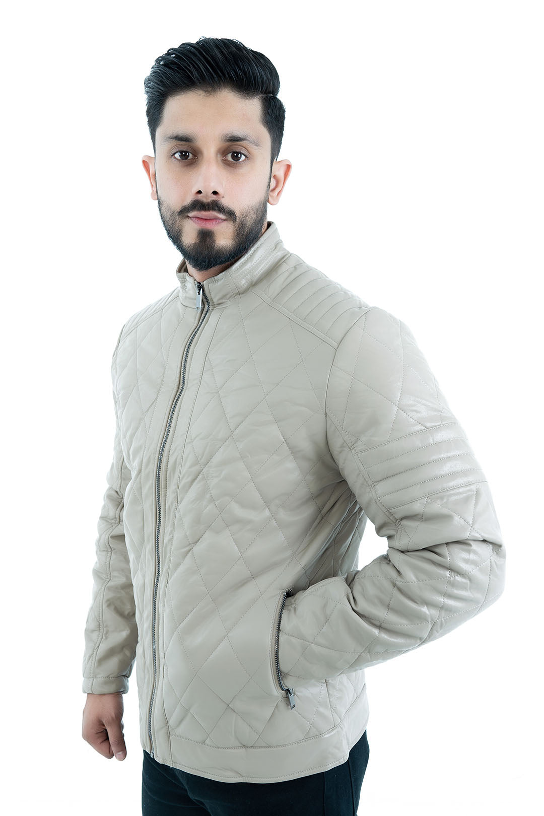 Men's Taupe Quilted Jacket