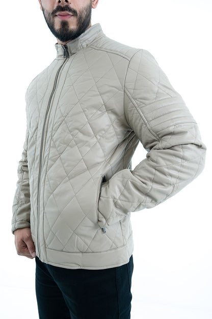 Men's Taupe Quilted Jacket