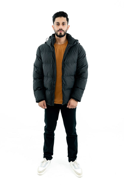 Men's Black Hooded Puffer Jacket