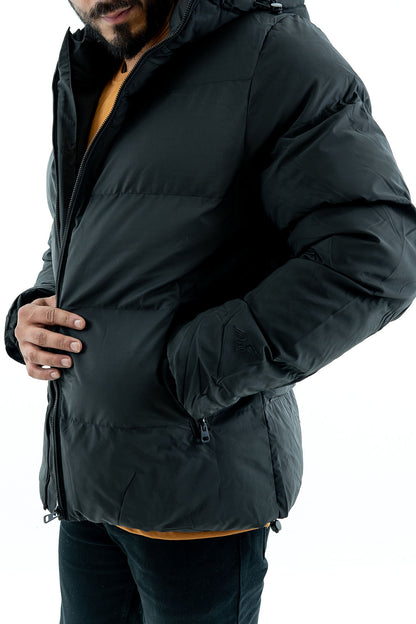 Men's Black Hooded Puffer Jacket