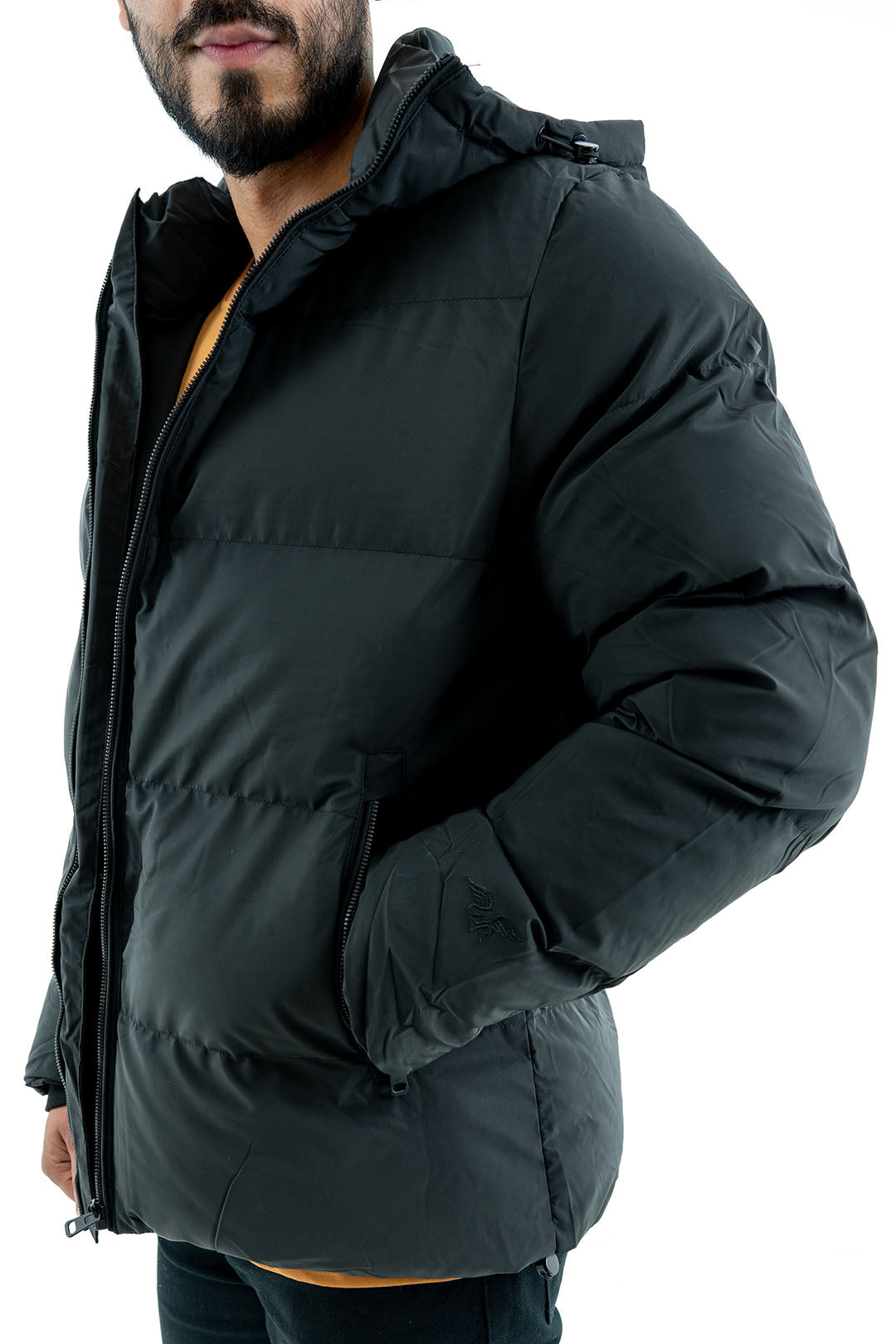 Men's Black Hooded Puffer Jacket