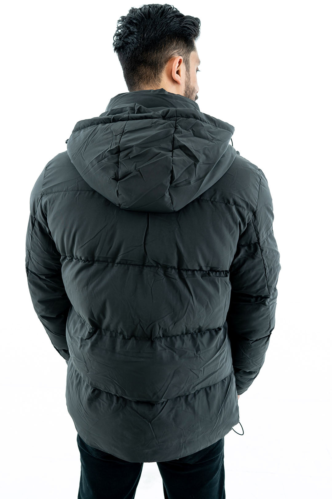 Mens padded hooded jacket best sale