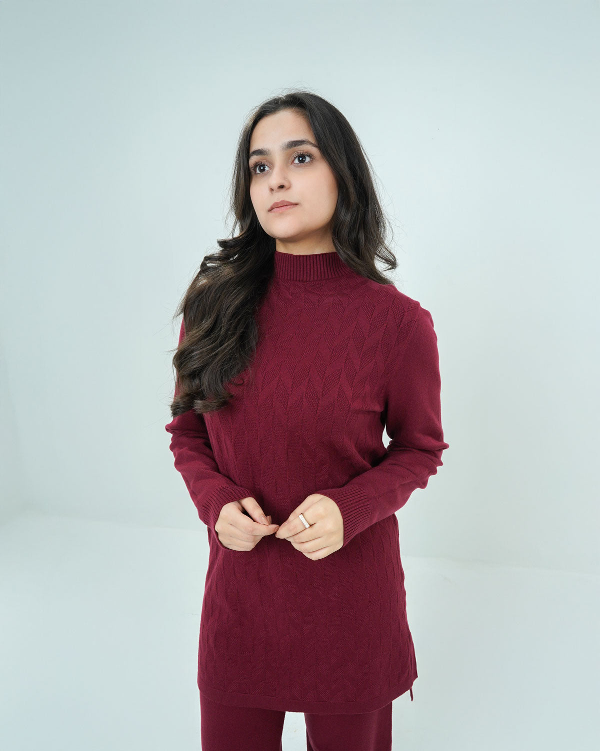 Maroon Co-ord Set 2 piece - Boxed Pattern