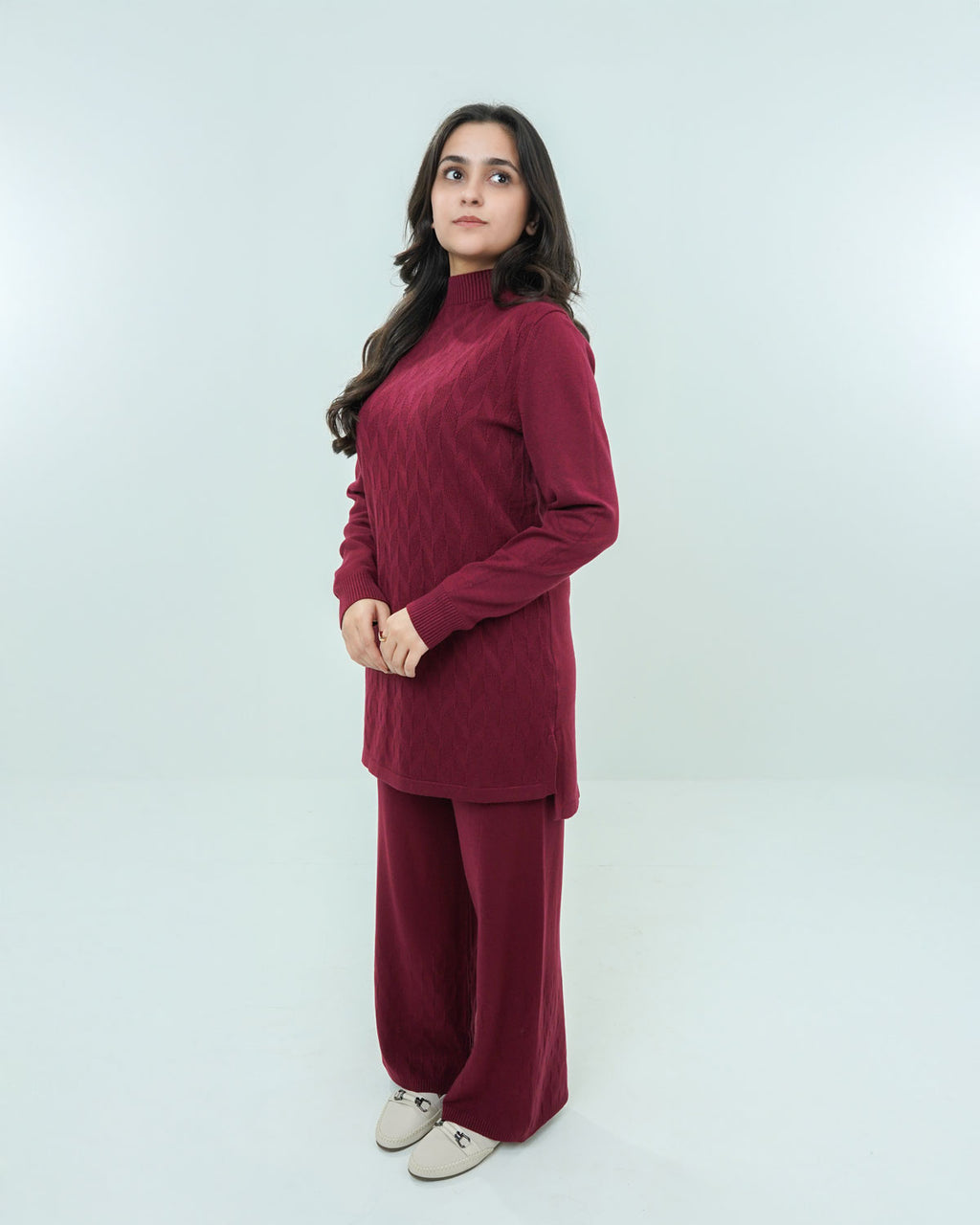 Maroon Co-ord Set 2 piece - Boxed Pattern