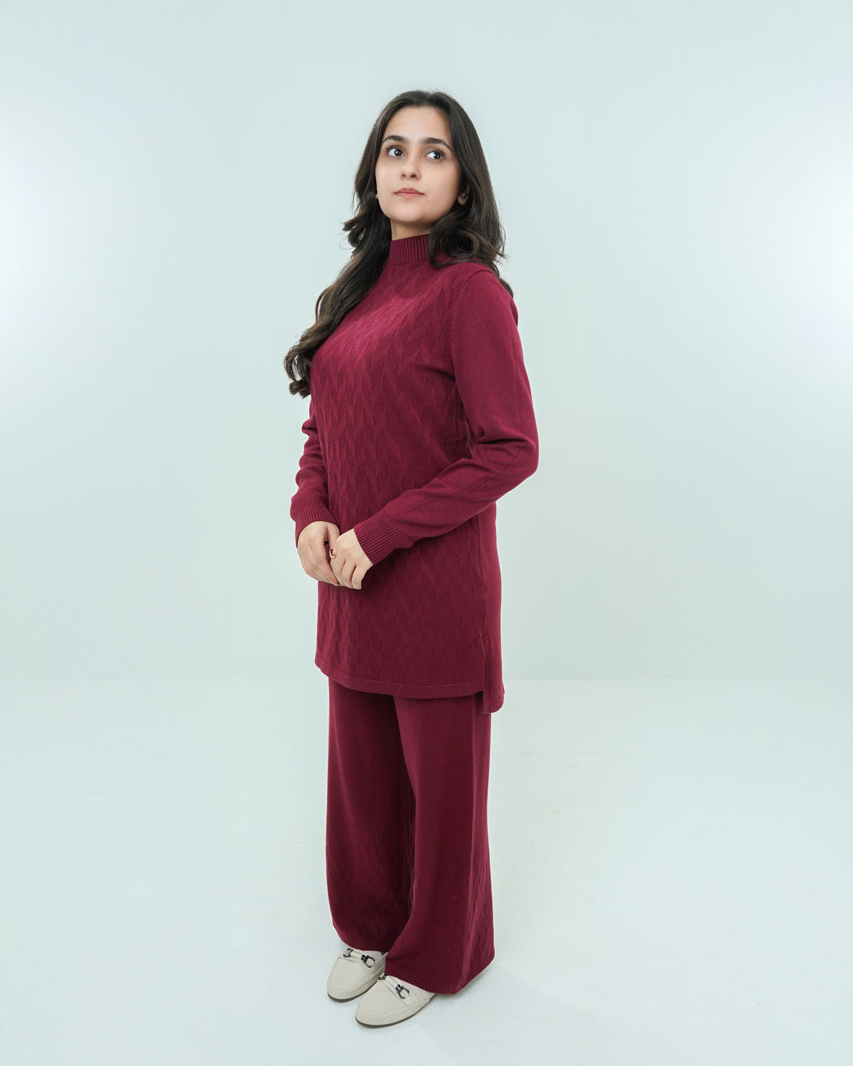 Maroon Co-ord Set 2 piece - Boxed Pattern