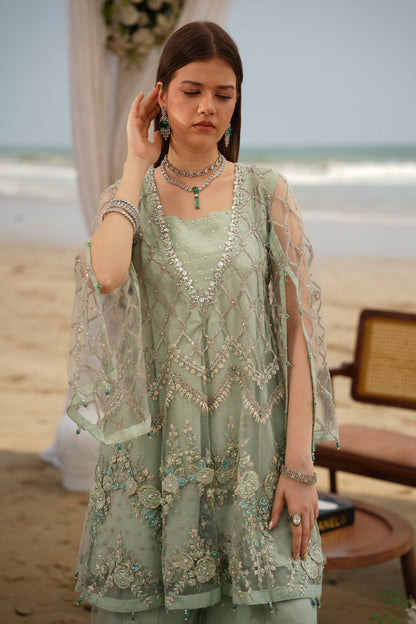 Ethereal Mint Green Heavily Embroidered Gharara Suit