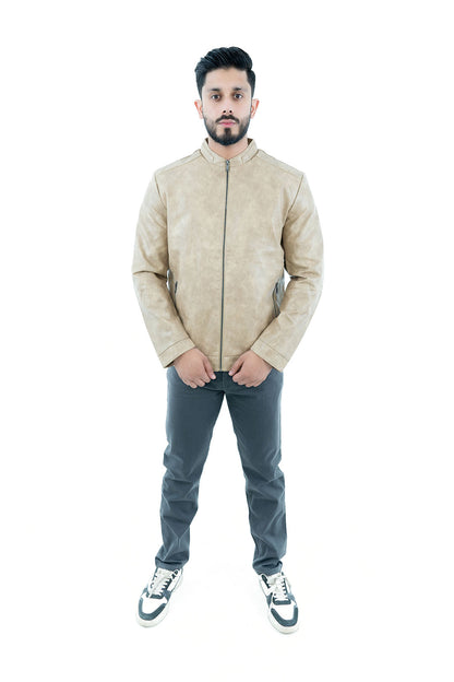 Men's Beige Faux Suede Jacket