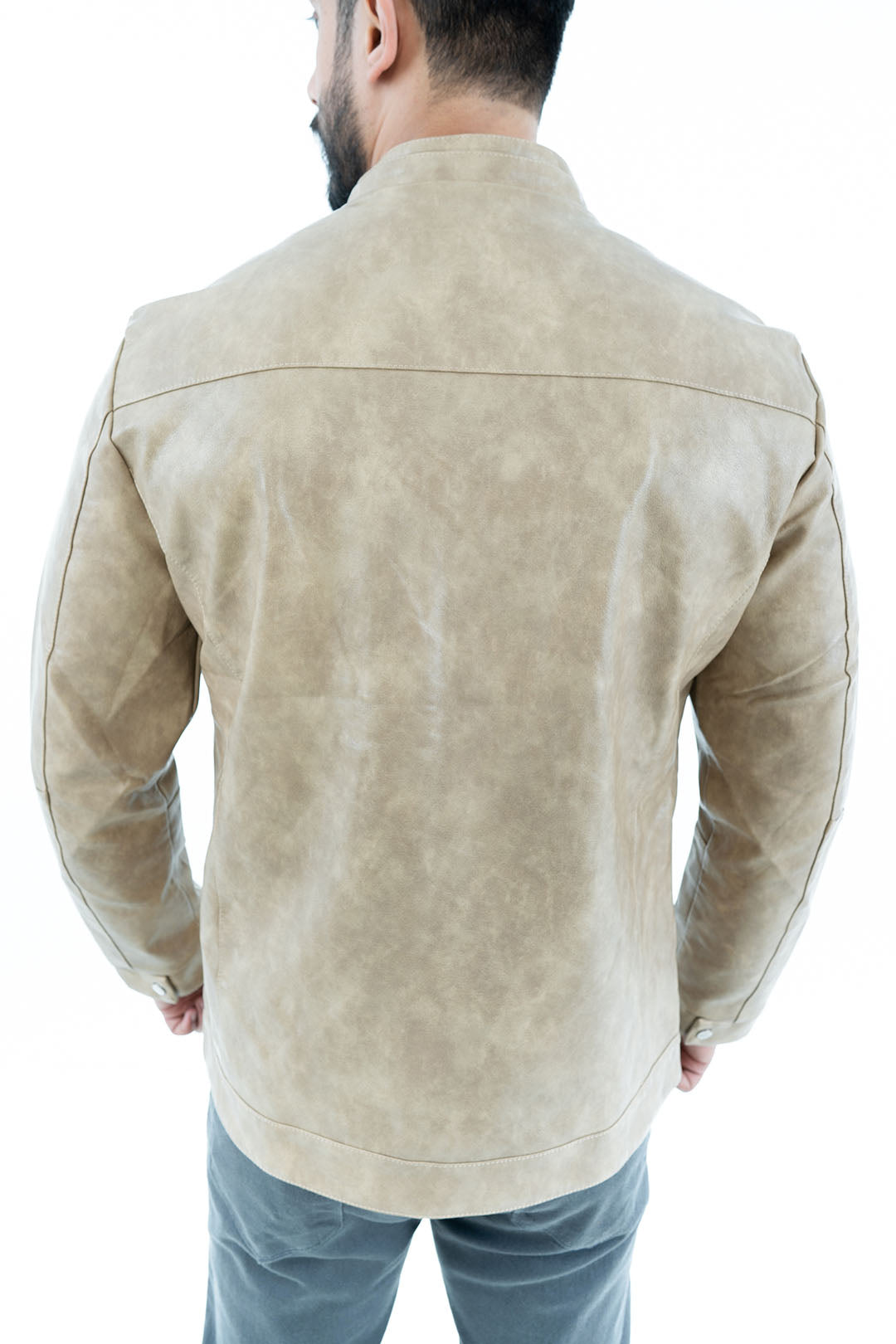 Men's Beige Faux Suede Jacket