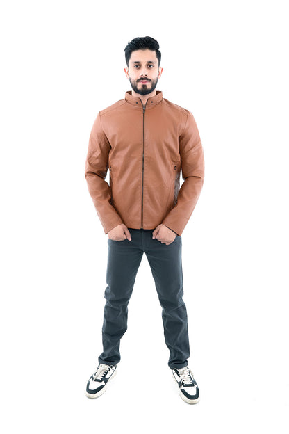 Men's Tan Faux Leather Jacket