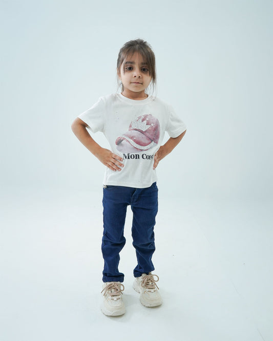 Baby Girls' Cap Printed Cotton Shirt