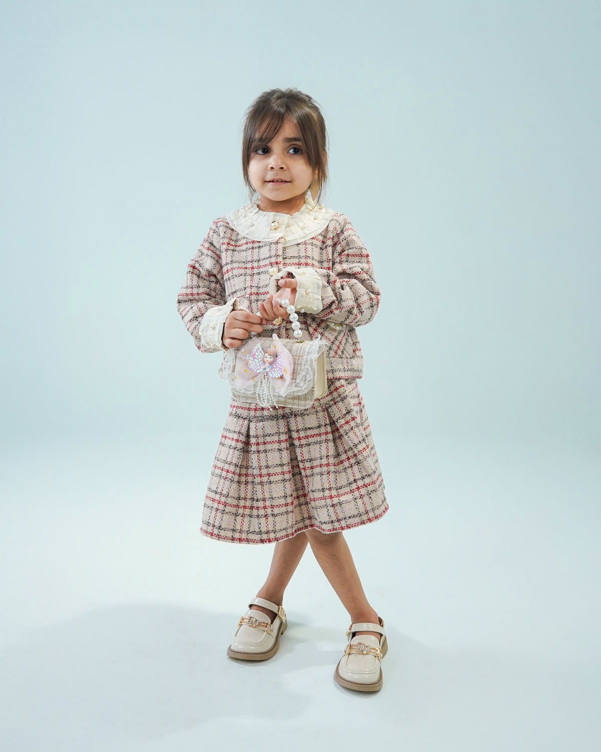 Girls' Tweed-Style Skirt Suit Set