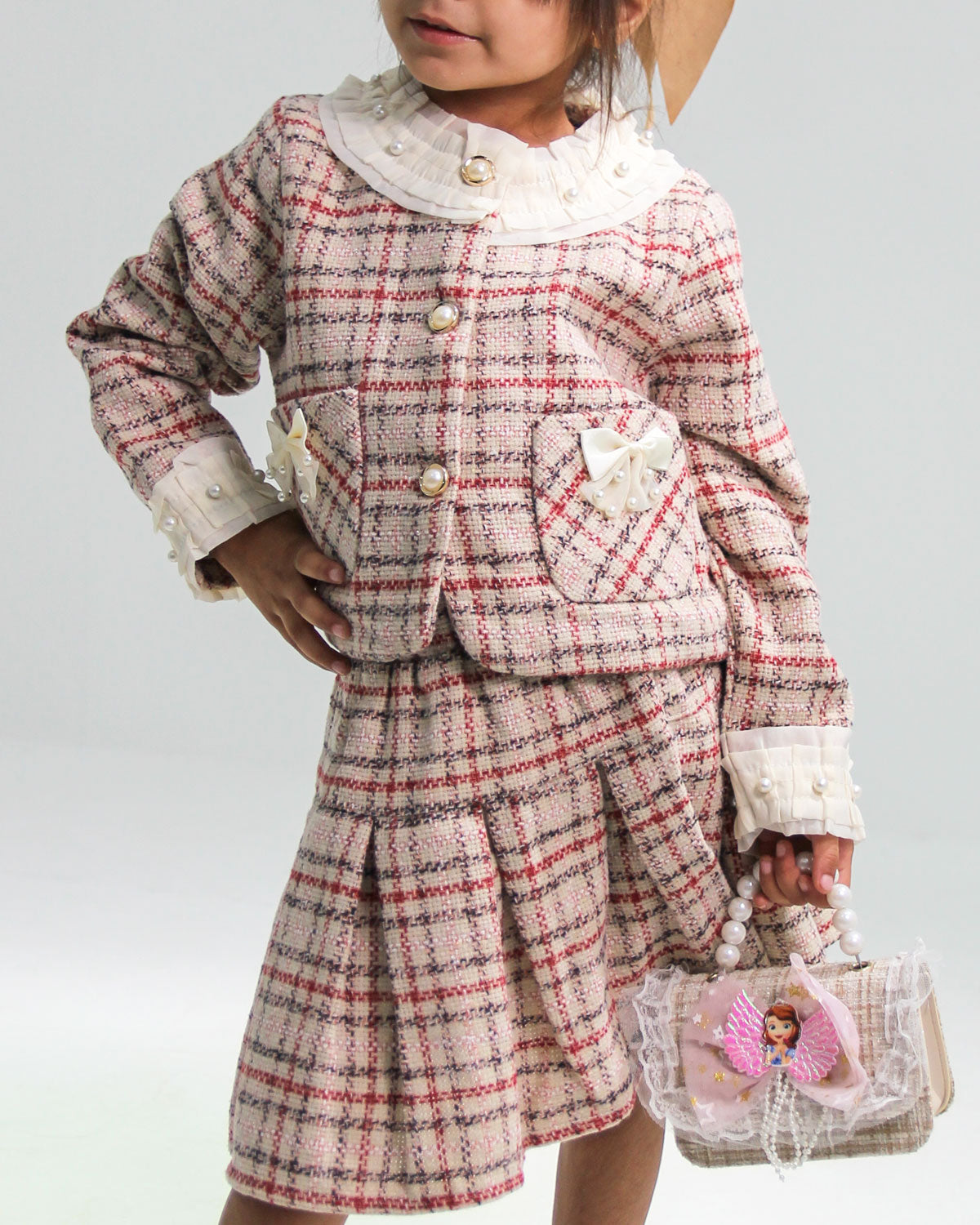 Girls' Tweed-Style Skirt Suit Set