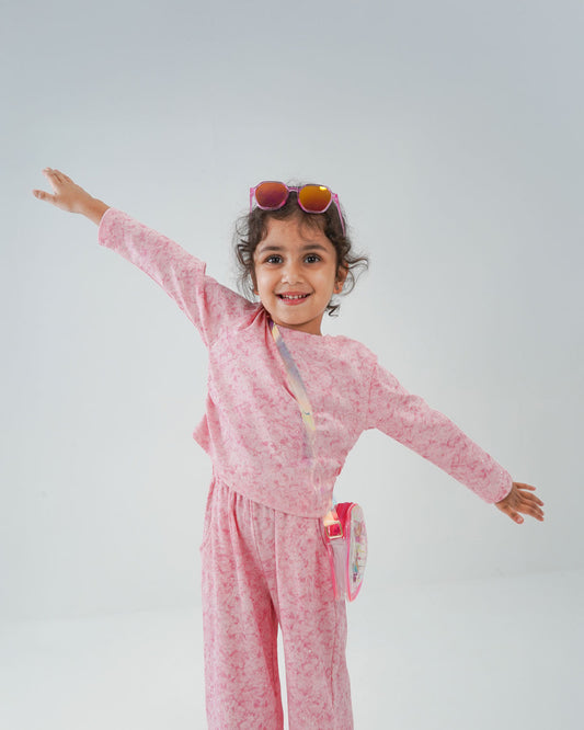 Girls' Pink Tie-Dye Tracksuit