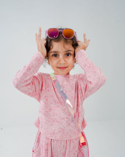Girls' Pink Tie-Dye Tracksuit