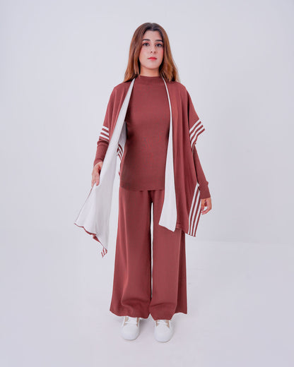 Comfort Knit Two-Piece Loungewear Set with Matching Open Cardigan