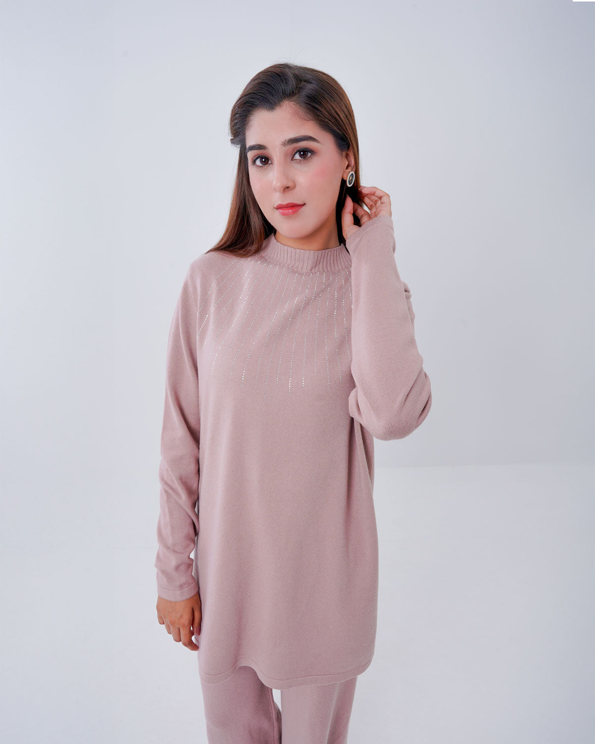Women’s Ribbed Knit Matching Two-Piece Set pink