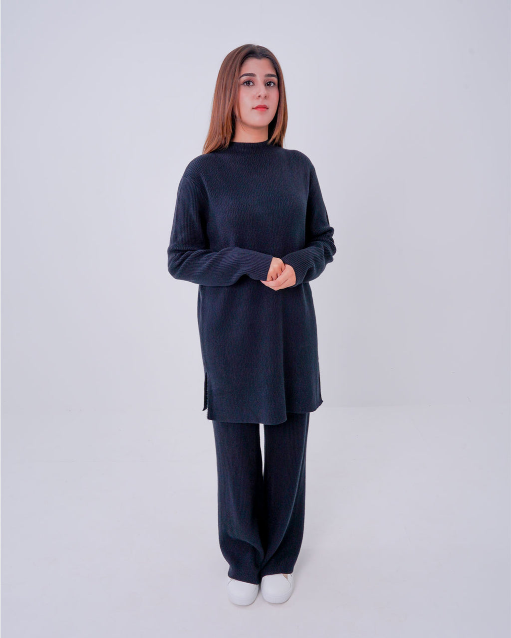 Women’s 2-Piece line pattern Knit Lounge Co-ord Set